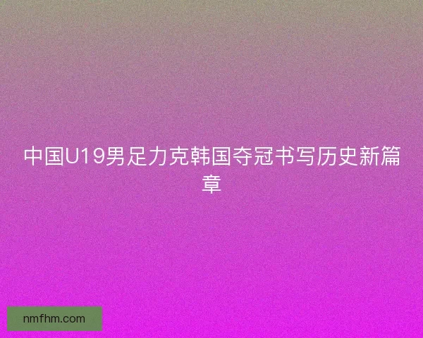 中国U19男足力克韩国夺冠书写历史新篇章