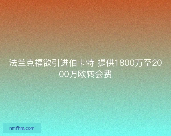 法兰克福欲引进伯卡特 提供1800万至2000万欧转会费